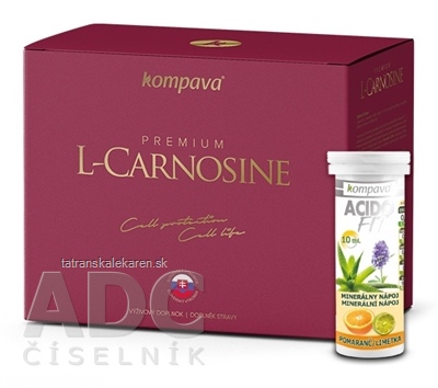 kompava Premium L-Carnosine + Darček cps 60 ks + ACIDO FIT tbl eff 10 ks grátis, 1x1 set