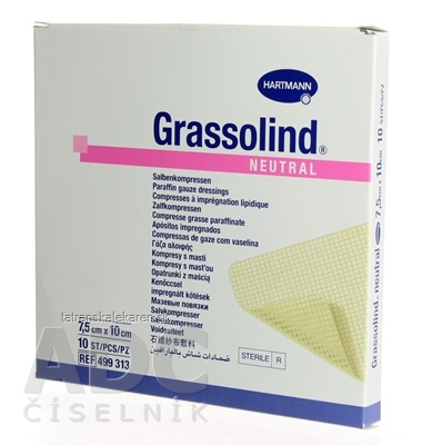 GRASSOLIND NEUTRAL mastný tyl sterilný, impregnovaný neutrálnou masťou (7,5x10 cm) 1x10 ks