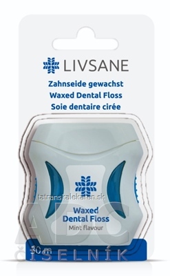 LIVSANE Dentálna niť voskovaná, mint, 30 m, 1x1 ks