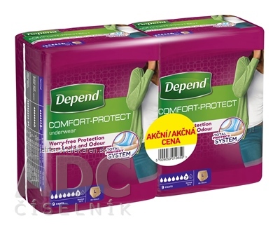 DEPEND NORMAL L pre ženy DUOPACK naťahovacie nohavicky 2x9 ks, 1x1 set