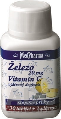 MedPharma ŽELEZO 20MG + Vit. C tbl 30+7 zadarmo (37 ks)