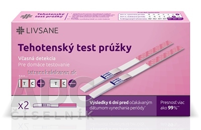 LIVSANE Tehotenský test prúžky včasná detekcia 1x2 ks