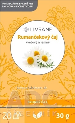 LIVSANE Rumančekový čaj bylinný, individuálne balené vrecká 20x1,5 g (30 g)