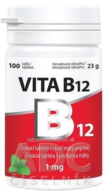 Vitabalans VITA B12 1 mg žuvacie tablety s príchuťou mäty (inov. 2021) 1x100 ks