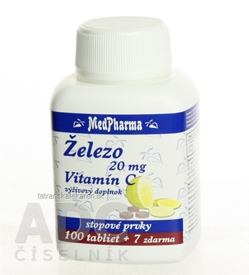 MedPharma ŽELEZO 20MG + Vit. C tbl 100+7 zadarmo (107 ks)