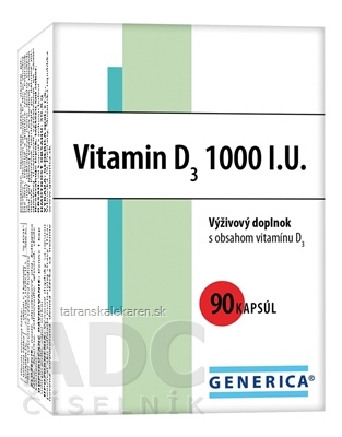 GENERICA Vitamin D3 1000 I.U. cps 1x90 ks