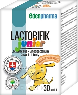 EDENPharma LACTOBIFIK junior žuvacie tablety, príchuť pomaranč 1x30 ks