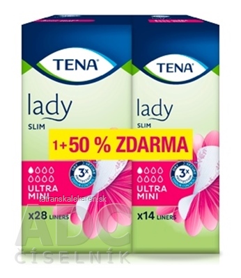 TENA Lady Slim Ultra Mini inkontinenčné slipové vložky 28 + 14 (50% zadarmo) (42 ks) (inov.2020), 1x1 set