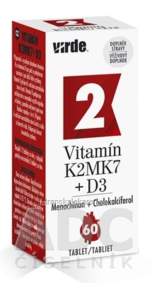 VIRDE VITAMÍN K2 MK7 + D3 tbl 1x60 ks