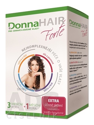 DonnaHAIR Forte 4 mesačná kúra cps 90 ks (3 mesačná kúra) + zadarmo cps 30 (1 mesačná kúra), 1x1 set