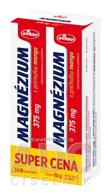 VITAR MAGNÉZIUM 375 mg DUOPACK tbl eff s príchuťou manga 2x20 (40 ks) 1x1 set